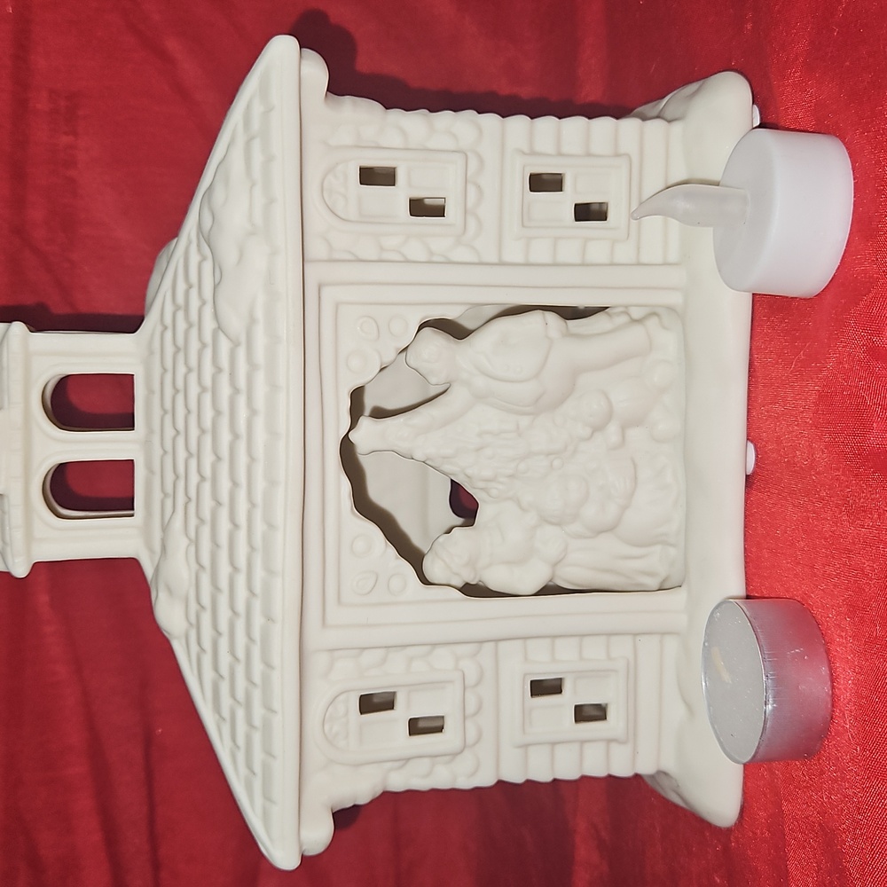 PartyLite Victorian Manor Porcelain Bisque Ceramic Tealight Candle Holder